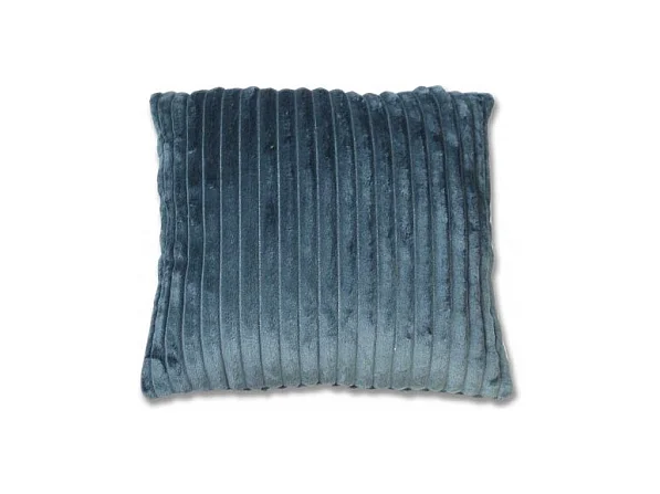 Coussin carré 40 cm bleu en velours côtelé doux - BOREAL