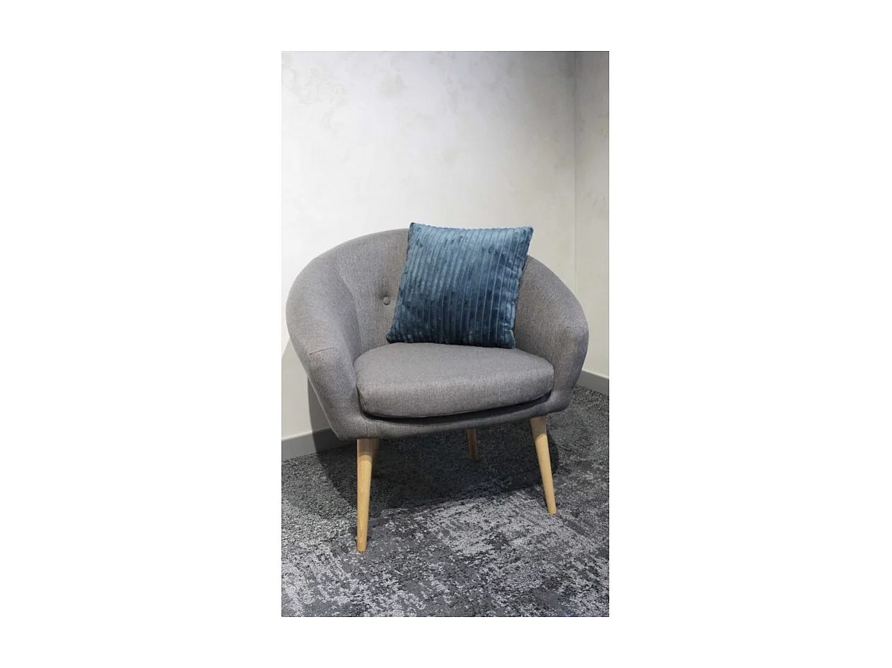 Coussin carré 40 cm bleu en velours côtelé doux - BOREAL