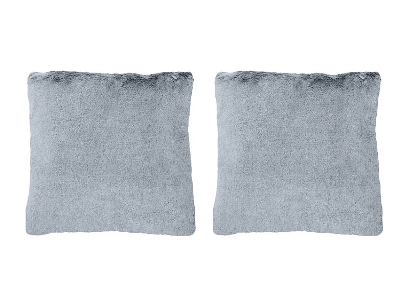 Lot de 2 coussins en fausse fourrure gris givré doux et épais - LEVY