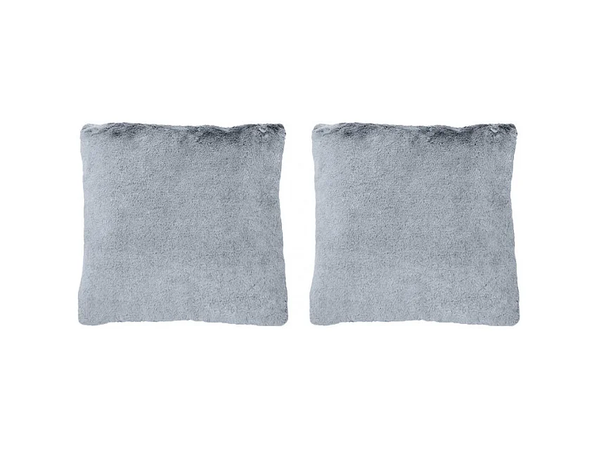 Lot de 2 coussins en fausse fourrure gris givré doux et épais - LEVY