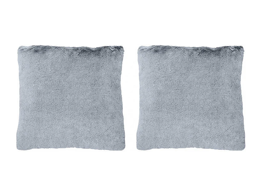 Lot de 2 coussins en fausse fourrure gris givré doux et épais - LEVY