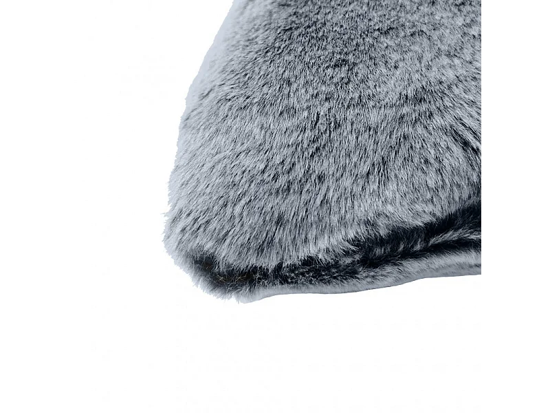 Lot de 2 coussins en fausse fourrure gris givré doux et épais - LEVY