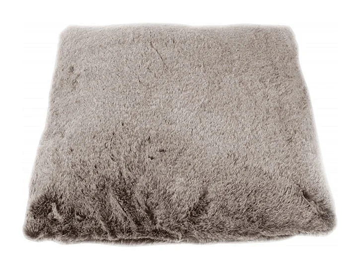 Coussin 45 x 45 cm taupe effet fourrure doux et moelleux - DOUDOU