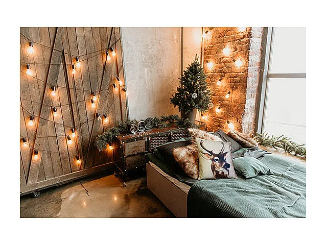 Lot 2 coussins carrés 40 cm en tissu beige imprimé - CERF