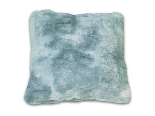 Coussin carré 40 cm bleu en fausse fourrure ultra douce - CALINOU