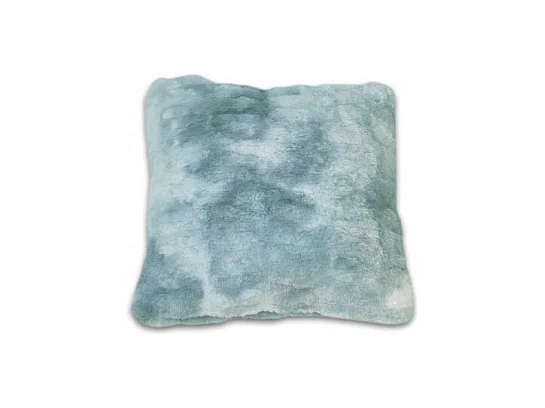 Coussin carré 40 cm bleu en fausse fourrure ultra douce - CALINOU
