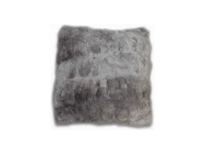 Coussin carré 40 cm gris en fausse fourrure ultra douce - CALINOU