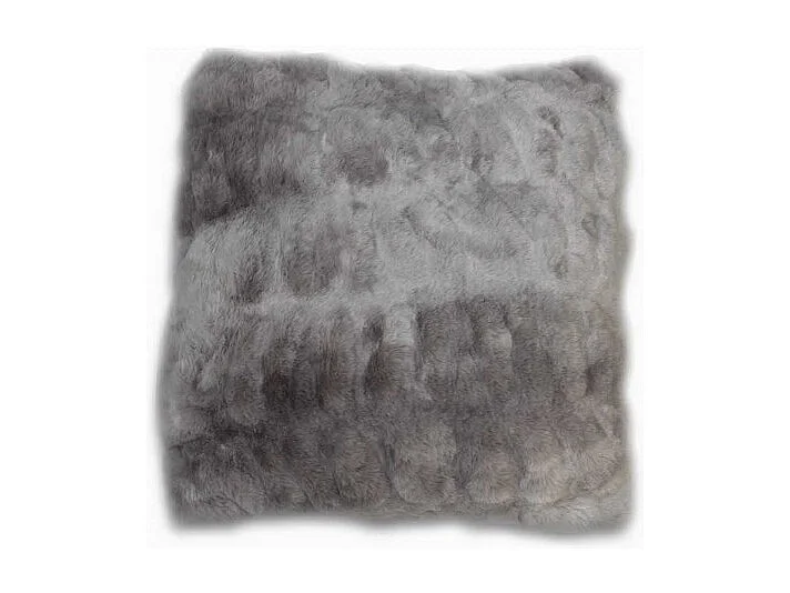 Coussin carré 40 cm gris en fausse fourrure ultra douce - CALINOU