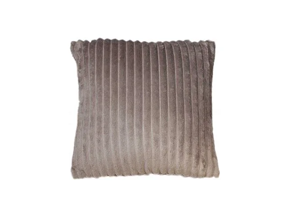 Coussin carré 40 cm marron glacé en velours côtelé doux - BOREAL
