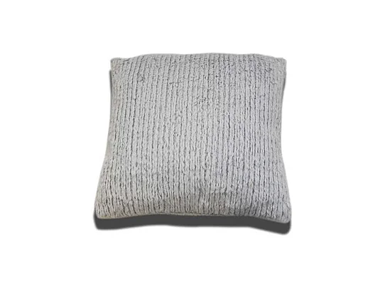 Coussin carré 40 cm gris clair en polaire douce effet tricot - LENO