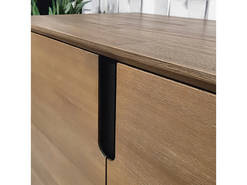 Buffet en bois d'acacia avec poignées en métal noir - KASSIA