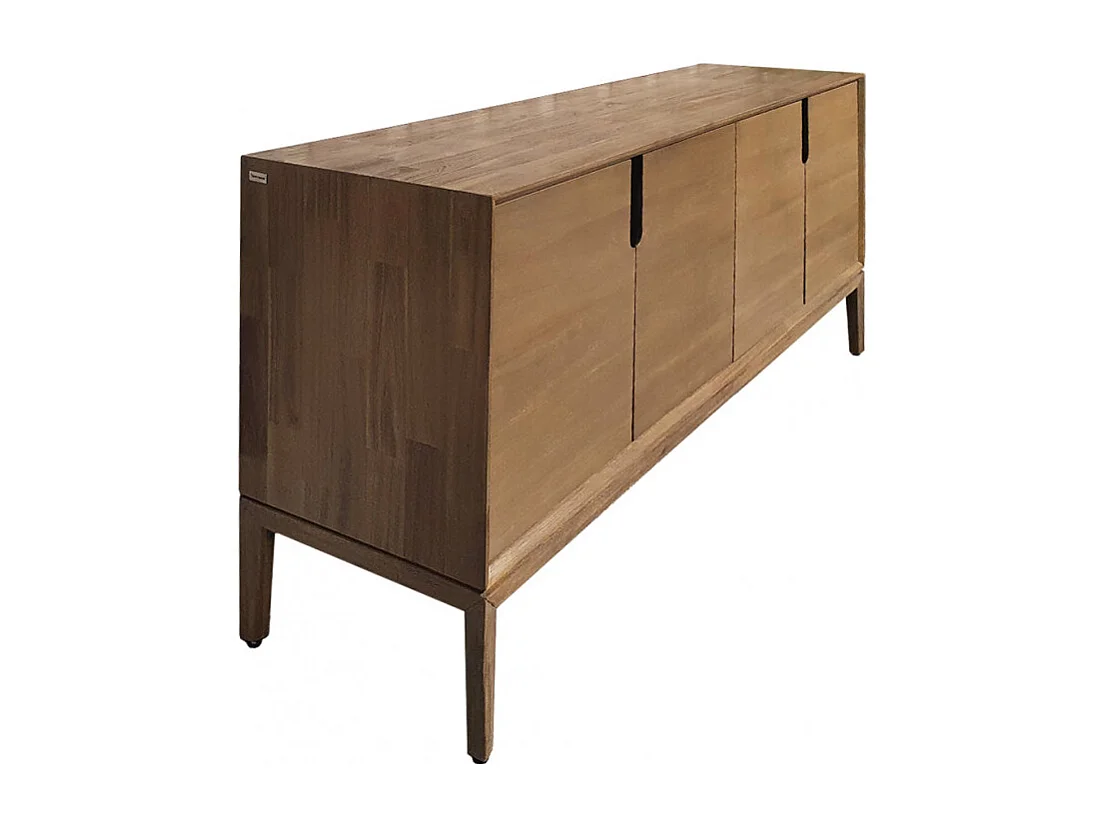 Buffet en bois d'acacia avec poignées en métal noir - KASSIA