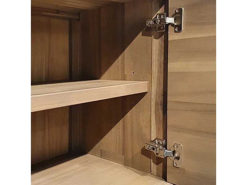 Buffet en bois d'acacia avec poignées en métal noir - KASSIA