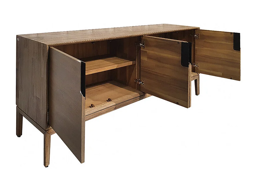 Buffet en bois d'acacia avec poignées en métal noir - KASSIA