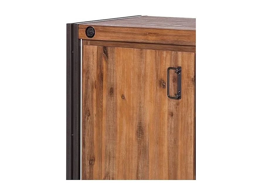 Buffet 180 cm 2 portes et 3 tiroirs bois massif et métal - WORKSHOP