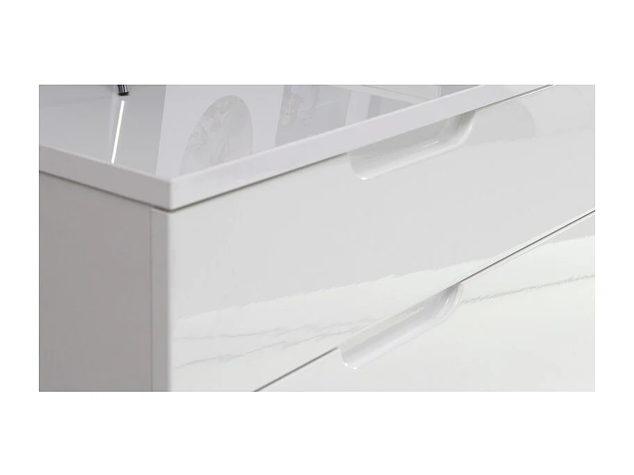 Buffet 165 cm blanc laqué et mat 2 portes et 4 tiroirs - PURE