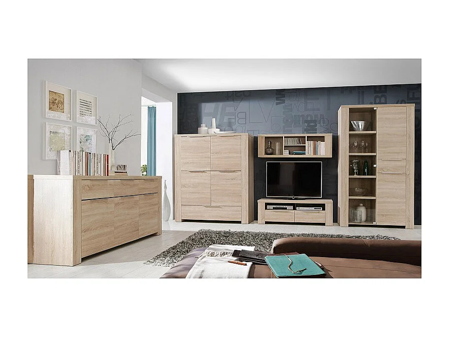 Armoirette de rangement 4 portes décor chêne clair - OPIO