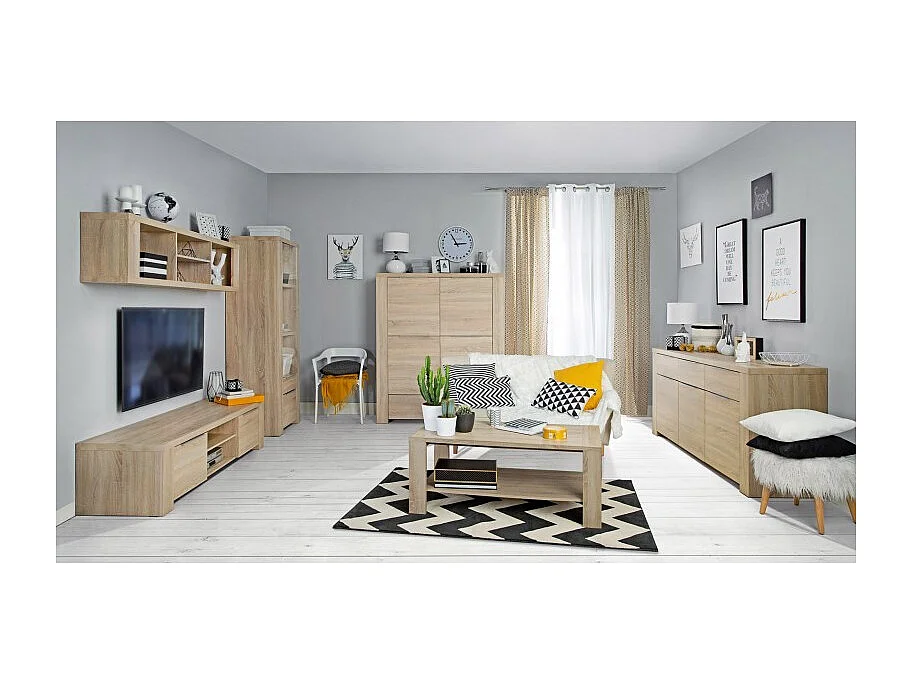 Armoirette de rangement 4 portes décor chêne clair - OPIO