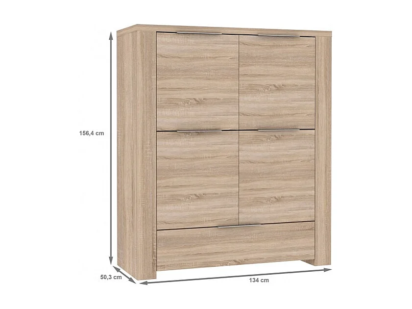 Armoirette de rangement 4 portes décor chêne clair - OPIO