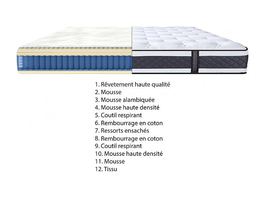 Pack lit 160 x 200 cm en simili noir + matelas - PANDORA