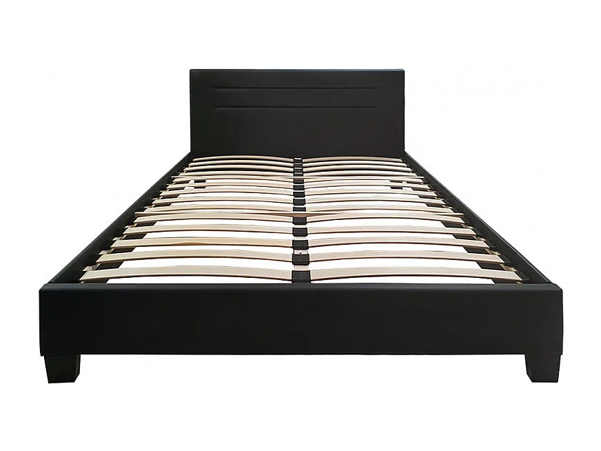 Pack lit 160 x 200 cm en simili noir + matelas - BALI