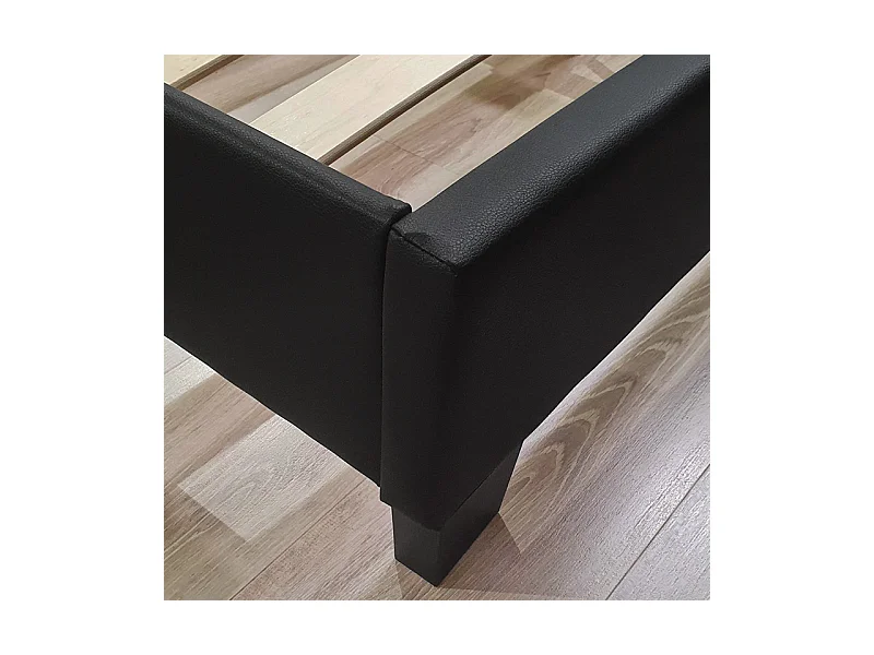 Pack lit 160 x 200 cm en simili noir + matelas - BALI