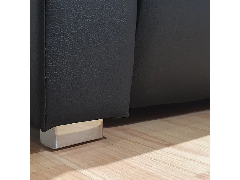 Pack lit 160 x 200 cm en simili noir + matelas - EDEN