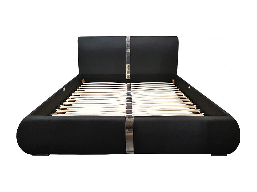 Pack lit 160 x 200 cm en simili noir + matelas - EDEN