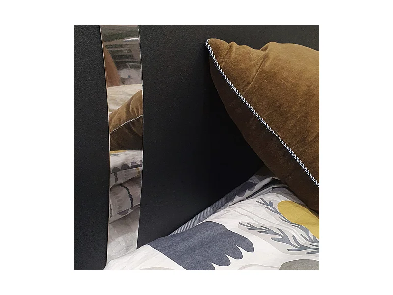 Pack lit 160 x 200 cm en simili noir + matelas - EDEN