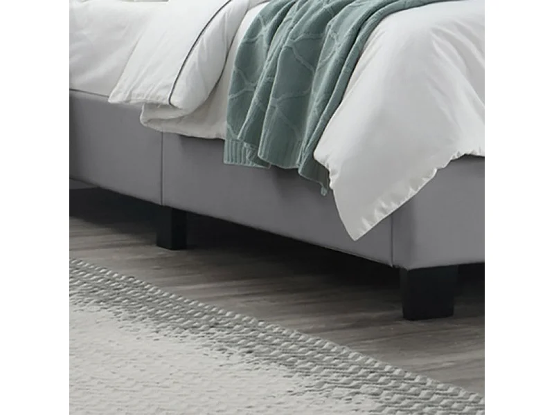Lit double 160 x 200 cm en simili gris clair + sommier fixe - PANDORA