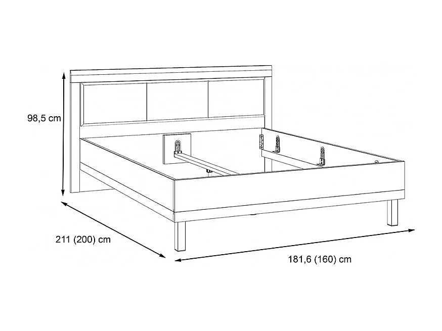 Lit 160 x 200 cm avec tête de lit décor bois chêne et noir - KAMILA