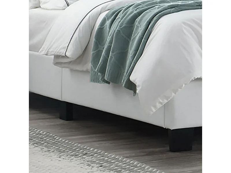 Lit double 160 x 200 cm en simili blanc + sommier fixe - PANDORA