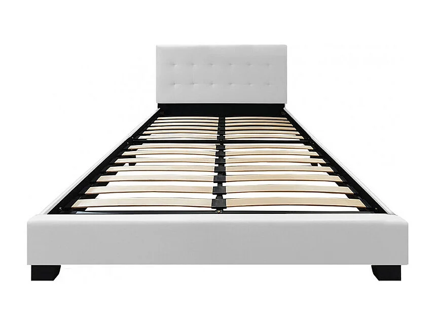 Pack lit 160 x 200 cm en simili blanc + matelas - PANDORA