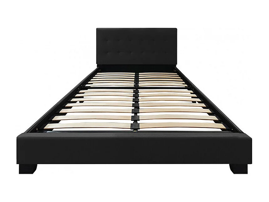 Lit double 160 x 200 cm en simili noir + sommier fixe - PANDORA