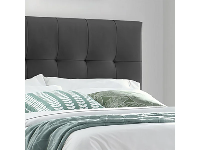 Lit double 160 x 200 cm en simili noir + sommier fixe - PANDORA