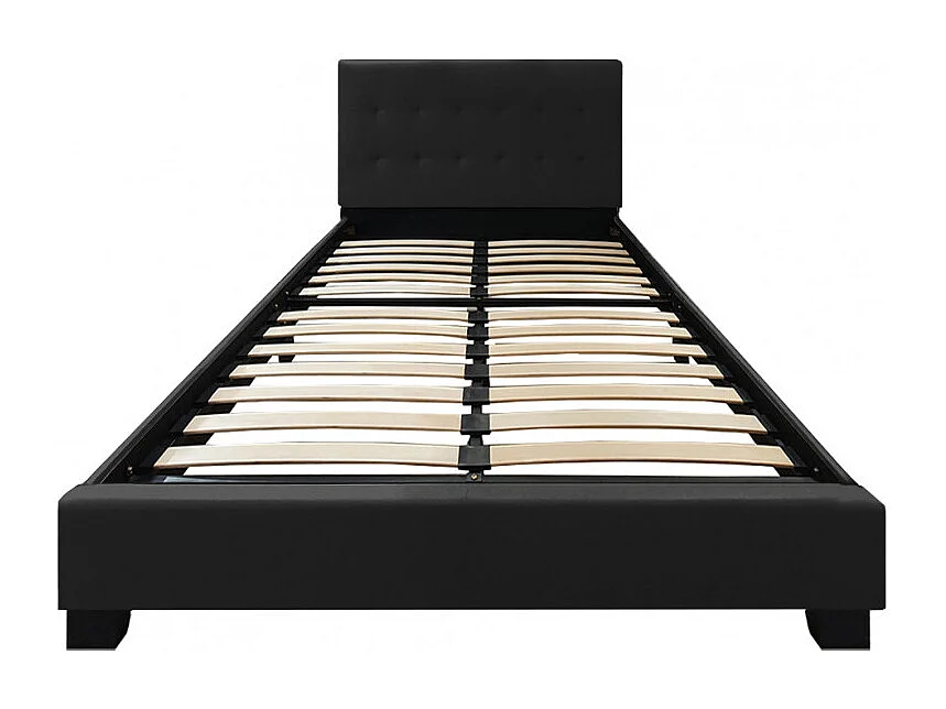 Pack lit 140 x 190 cm en simili noir + matelas - PANDORA