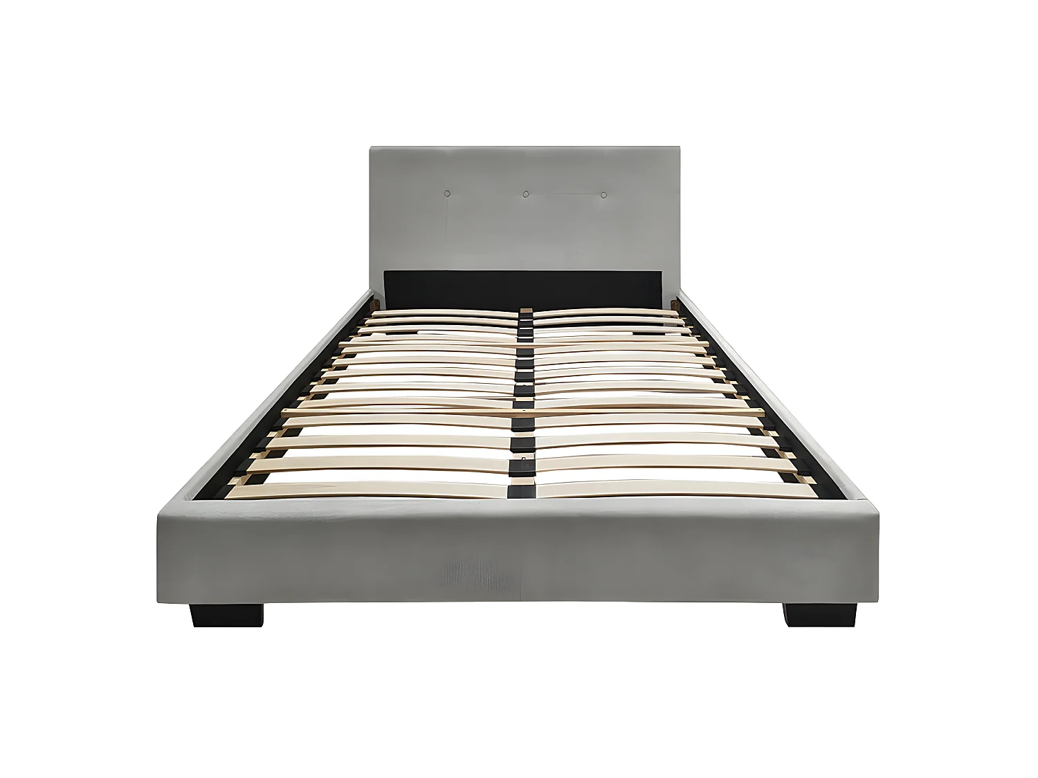 Lit double 140 x 190 cm en tissu gris + sommier fixe - BELLAGIO