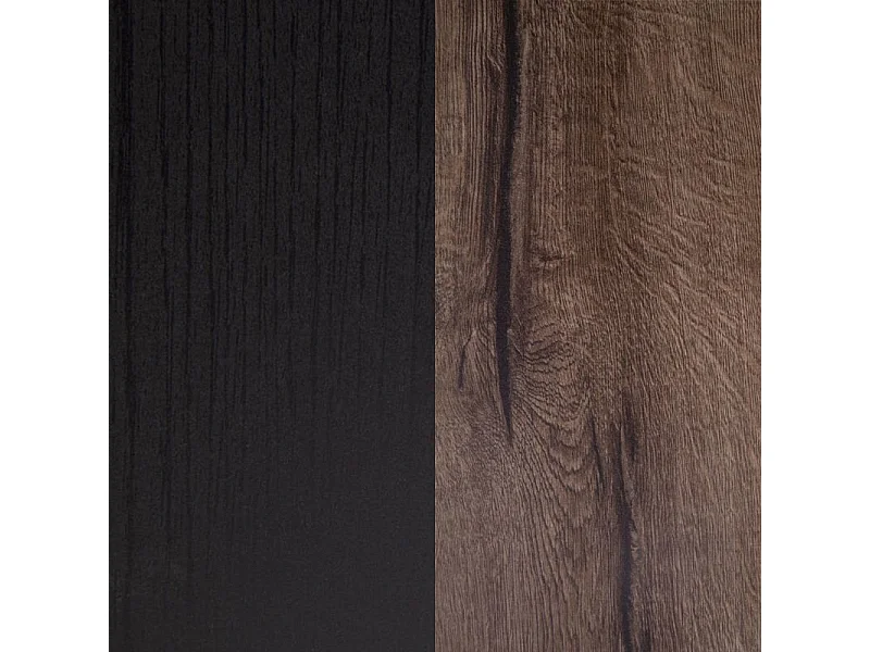 Lit double 180 x 200 décor chêne foncé et noir avec LED - RIVIERA