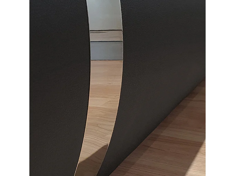 Lit double 160 x 200 cm en simili noir et métal + sommier fixe - EDEN