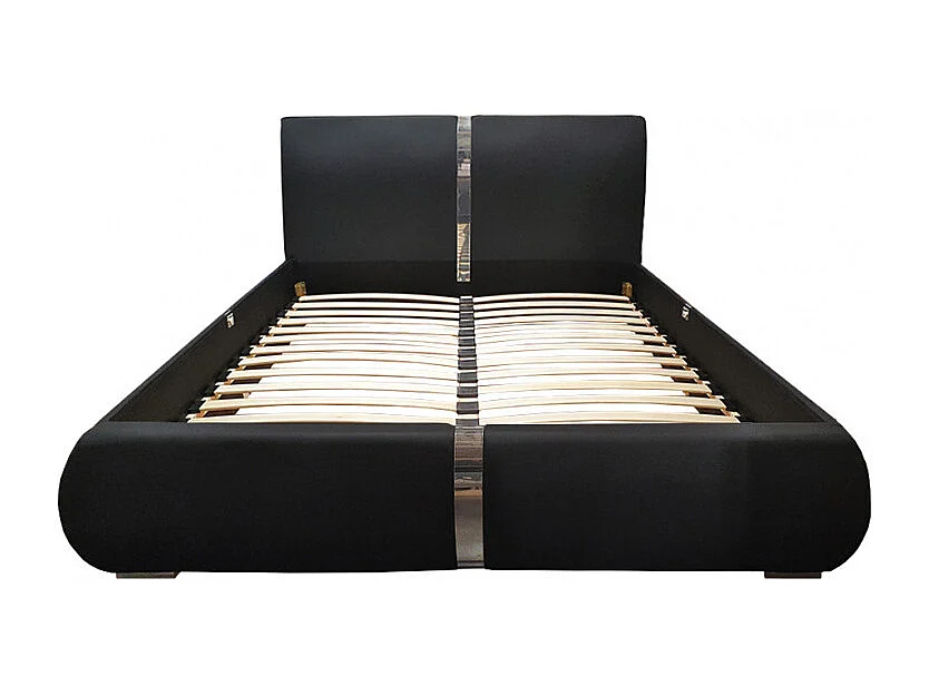 Pack lit 140 x 190 cm en simili noir + matelas - EDEN