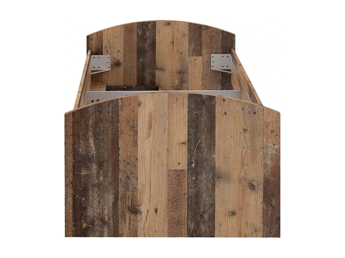 Lit 90 x 200 cm 2 tiroirs décor bois vintage et béton gris - BUCKY