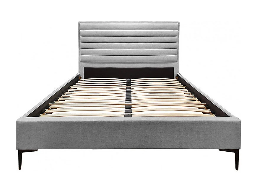 Pack lit 160 x 200 cm en tissu gris + matelas - PALAZZO