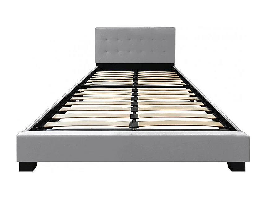 Pack lit 160 x 200 cm en simili gris + matelas - PANDORA