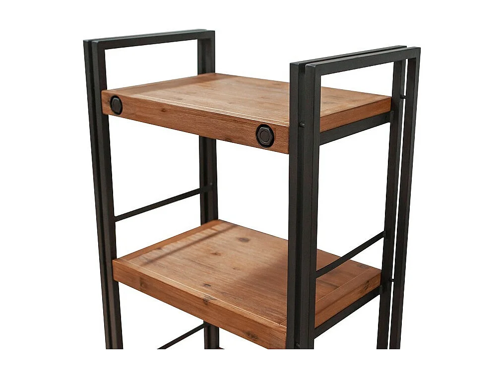 Bibliothèque 140 x 60 cm 4 étagères acacia et métal - WORKSHOP