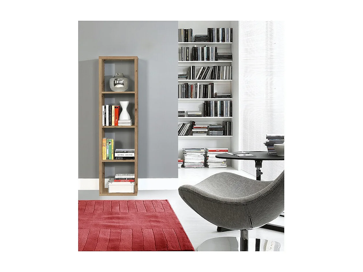 Etagère colonne 4 casiers décor bois rustique texturé - CLASSICO