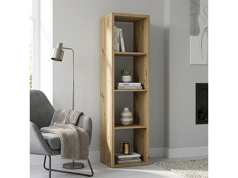 Etagère colonne 4 casiers décor bois rustique texturé - CLASSICO