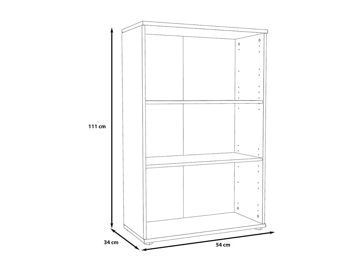 Bibliothèque 2 tablettes décor chêne Hauteur 111 cm PM - REVERSO