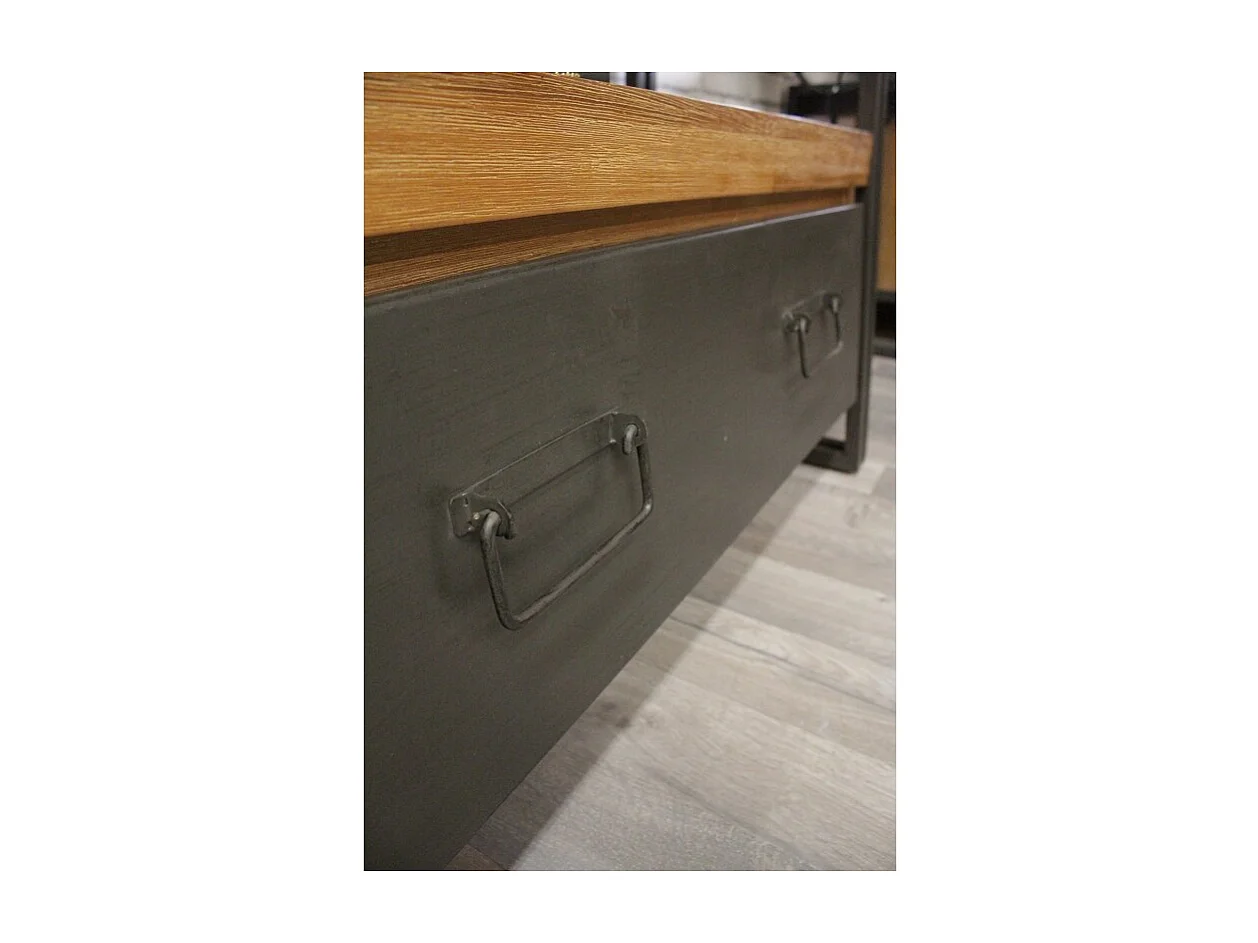 Bibliothèque inclinée 195 x 90 cm tiroir acacia et métal - WORKSHOP