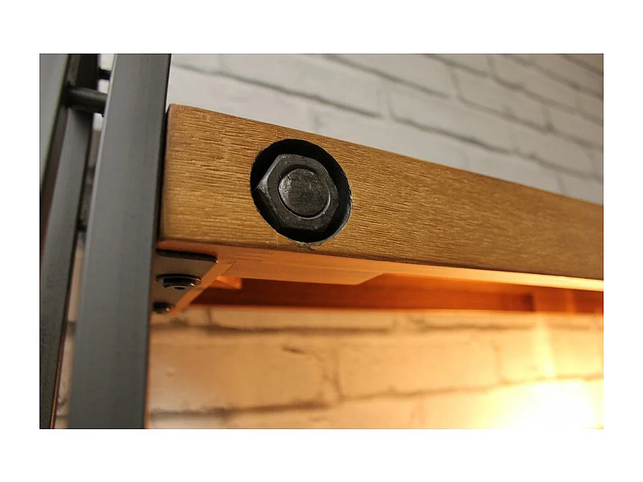 Bibliothèque inclinée 195 x 90 cm tiroir acacia et métal - WORKSHOP