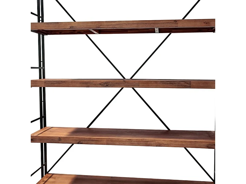 Bibliothèque 190 x 150 cm en bois d'acacia et métal - WORKSHOP